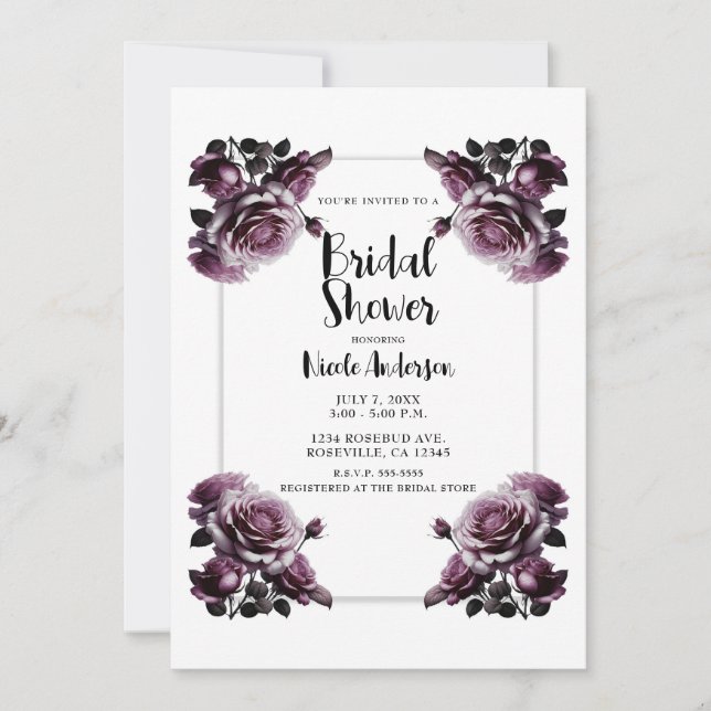 Invitación Rosas rosadas de vino delicado ducha desgastada (Anverso)