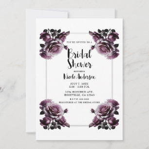 Invitación Rosas rosadas de vino delicado ducha destartalada 