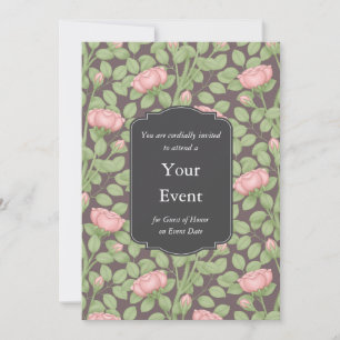 Invitación Rosas rosadas divagantes personalizadas ciruela os