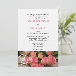 Invitación Rosas rosadas elegantes Aman rosado blanco 