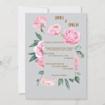 Rosas rosadas elegantes y boda floral gris