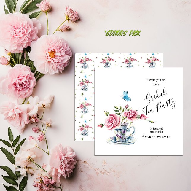 Invitación Rosas Rosadas En Una Ducha De Novias De Tacup (Subido por el creador)
