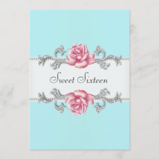 Invitación Rosas rosadas fiesta de cumpleaños Sweet Sixteen a