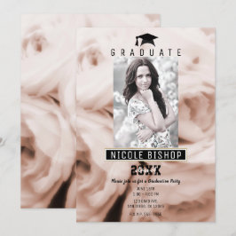 Invitación Rosas Rosadas Fiesta de Fotos de Graduación Shabby