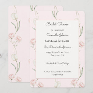Invitación Rosas Rosadas Flores Blancas de Tulipán Despedida 