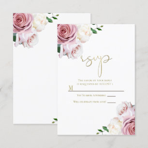 Invitación Rosas Rosadas Floristería Verde Moderna Respuesta