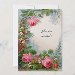 Invitación ROSAS ROSADAS & JAZMINES Oro Papel Metálico