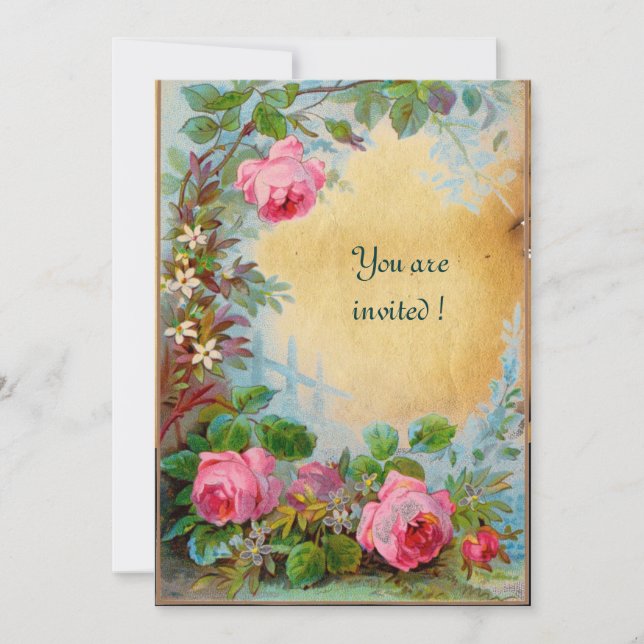 Invitación ROSAS ROSADAS & JAZMINES pergamino (Anverso)