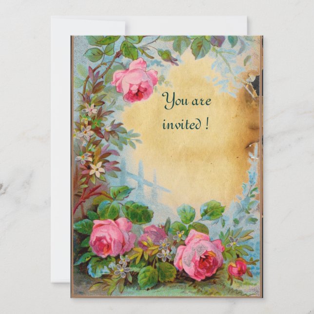 Invitación ROSAS ROSADAS & JAZMINES pergamino (Anverso)