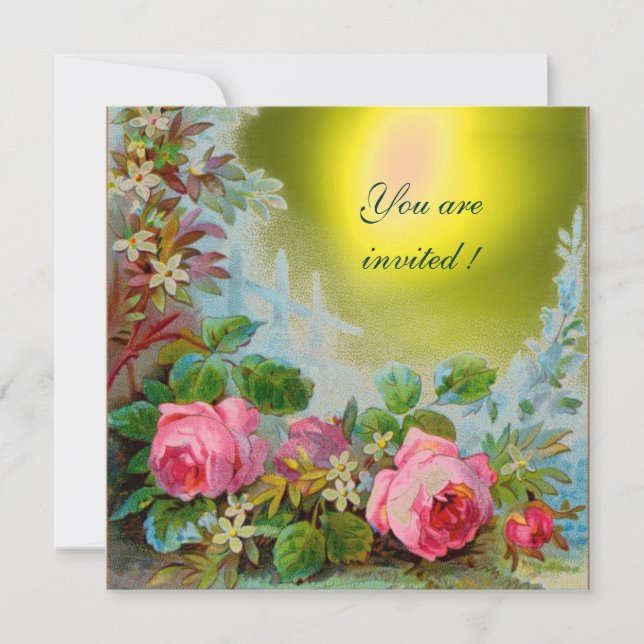 Invitación ROSAS ROSADAS & JAZMINES, Piedra Preciosa Amarilla (Anverso)