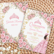 Rosas rosadas mariposa dorada Quinceañera occident