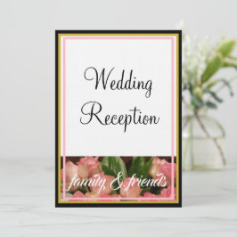 Invitación Rosas Rosadas Monograma Boda Familia Amigos