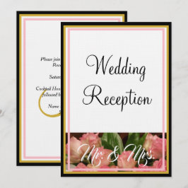 Invitación Rosas rosadas monograma boda Sr. y Sra.