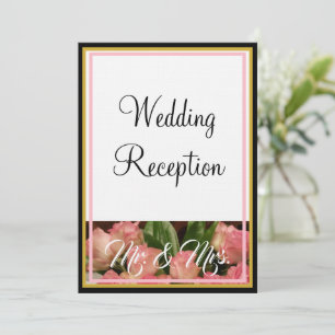 Invitación Rosas rosadas monograma boda Sr. y Sra.