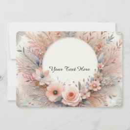 Invitación Rosas rosadas pasteles y detalles de encaje delgad