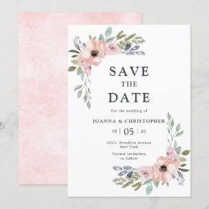 Invitación Rosas Rosadas Polvorientas Flores de Verano Salva 