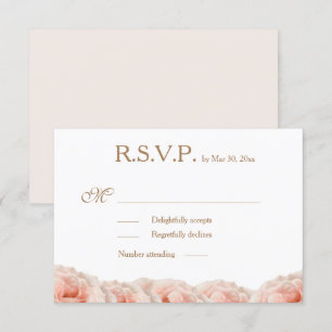 Invitación Rosas Rosadas Sonrojadas Floral Oro Blanco RSVP de