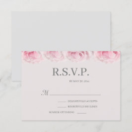 Invitación Rosas rosadas sonrojadas RSVP de boda floral elega