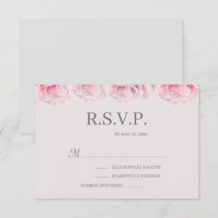 Invitación Rosas rosadas sonrojadas RSVP de boda floral elega