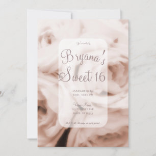 Invitación Rosas rosadas suaves y cremosas Elegante Dulce 16