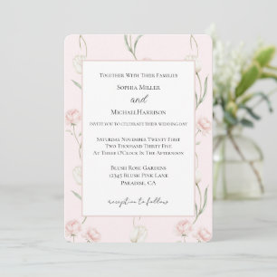 Invitación Rosas Rosadas Tulipanes Blancos Boda