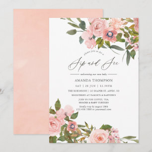 Invitación Rosas rosadas y doradas Rosa para Sorbo y Ver