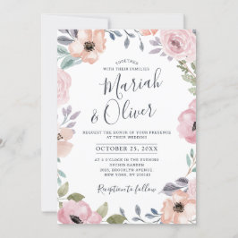Invitación Rosas rosadas y polvorientas Boda floral de verano
