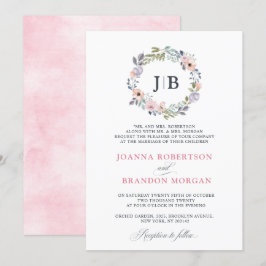 Invitación Rosas rosadas y polvorientas Boda floral de verano