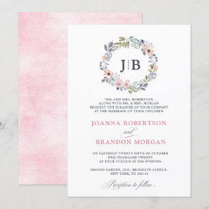 Invitación Rosas rosadas y polvorientas Boda floral de verano