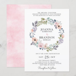 Invitación Rosas rosadas y polvorientas Boda floral de verano