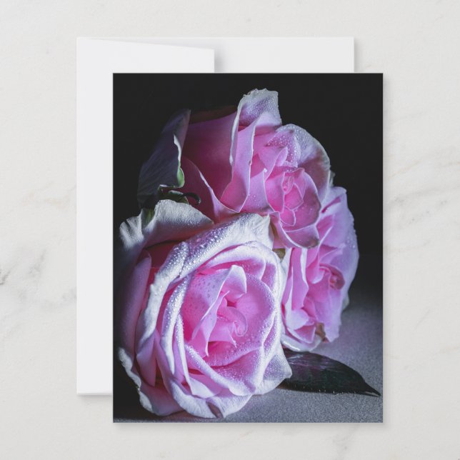 Invitación Rosas rosadas y verdes (Anverso)