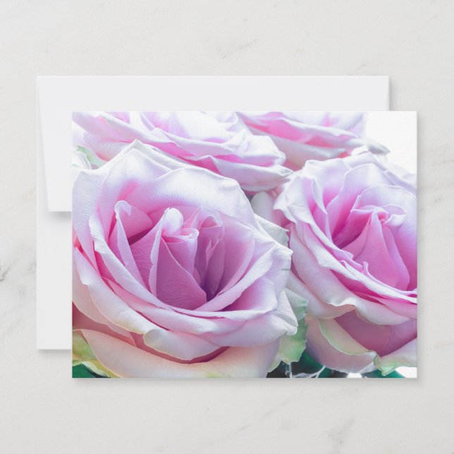 Invitación Rosas rosadas y verdes (Anverso)