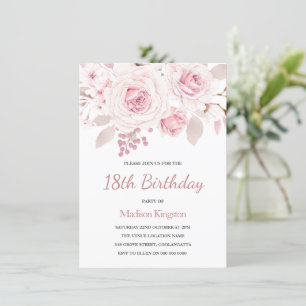 Invitación Rosas rosados de Rubor Chicas elegantes Fiesta de 