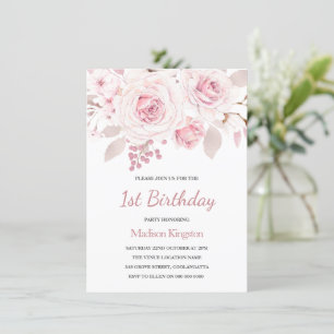 Invitación Rosas rosados de Rubor Chicas elegantes primer Fie
