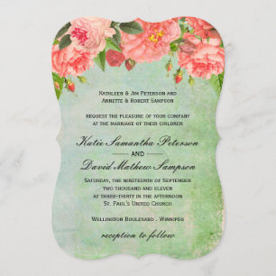 Invitación Rosas rosados elegantes lamentables que casan la