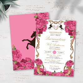 Invitación Rosas rosados occidentales Charro Quinceanera