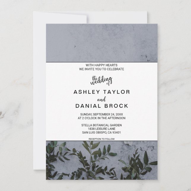 Invitación Rosas rosados y azules Boda floral botánico Invita (Anverso)
