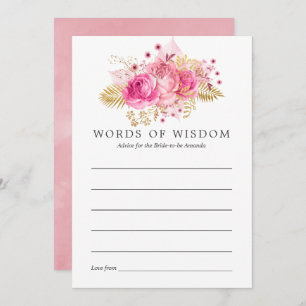 Invitación Rosas rosados y dorados acuarela Bridal Shower Adv