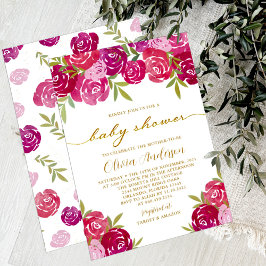 Invitación Rosas rosados y morados con flores bebé