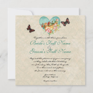 Invitación Rosas Rosas de época mariposas mariposas Swirls