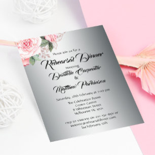 Invitación Rosas rosas rosadas de Moda Shabby en ensayo de Bo