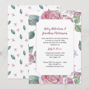 Invitación Rosas rosas rosas antiguas y recepción verde solam