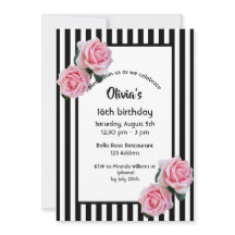 Rosas rosas rosas negras rayas blancas Sweet 16