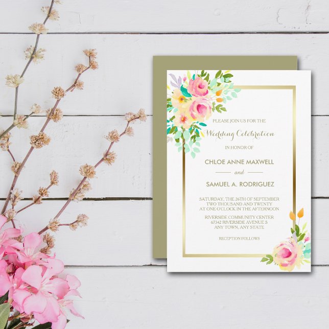 Invitación Rosas rosas rosas rosadas en Boda blanco (Subido por el creador)