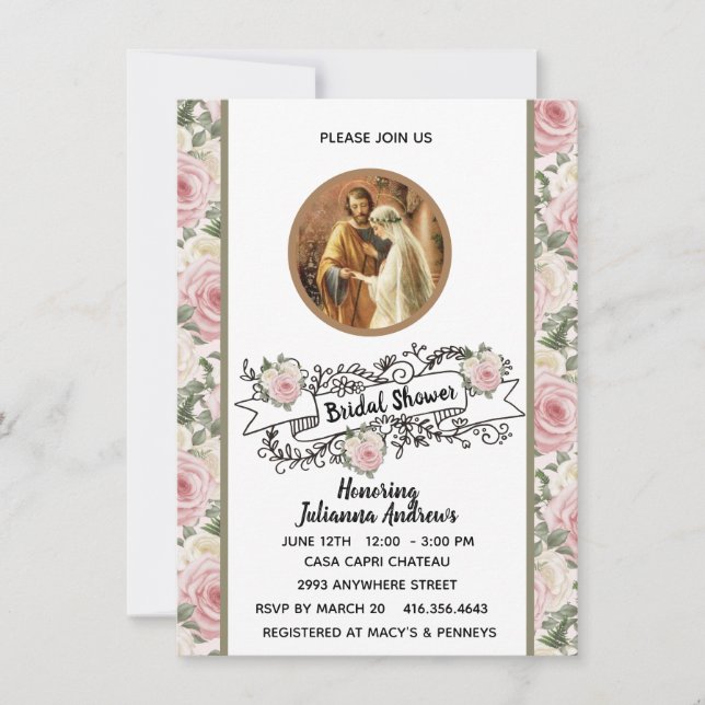 Invitación Rosas rosas rosas rosas católicas religiosas de la (Anverso)