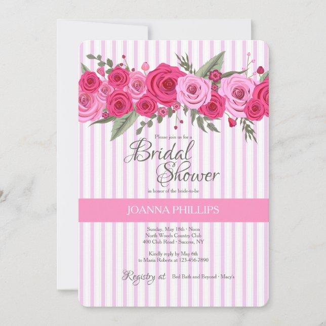 Invitación Rosas rosas rosas rosas duchas de novia (Anverso)