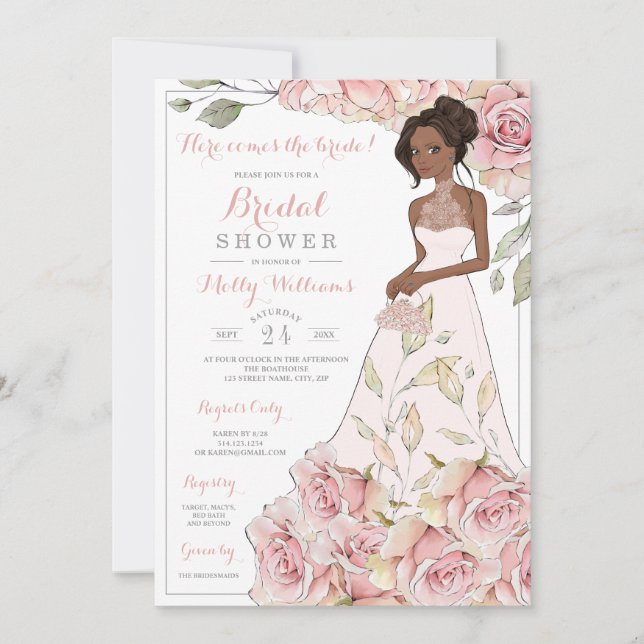 Invitación Rosas rosas rosas rosas novia ducha de novia (Anverso)