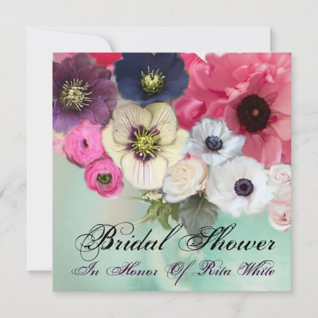 INVITACIÓN ROSAS ROSAS ROSAS ROSAS Y FLORES DE ANEMONA DUCHA  (Anverso)