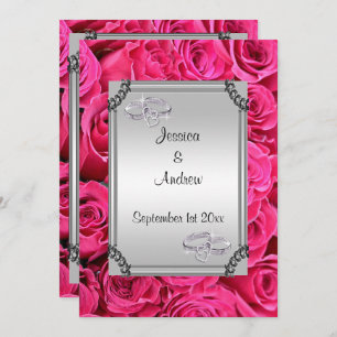 Invitación Rosas rosas rosas y anillos Bodas de diamantes