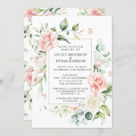 Invitación Rosas rosas rosas y eucalipto Boda floral de marco